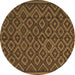 Round Machine Washable Southwestern Brown Country Rug, wshtr2582brn