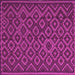 Square Machine Washable Southwestern Pink Country Rug, wshtr2582pnk