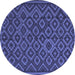 Round Southwestern Blue Country Rug, tr2582blu