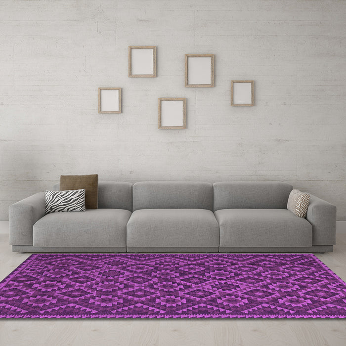 Machine Washable Southwestern Purple Country Area Rugs in a Living Room, wshtr2582pur