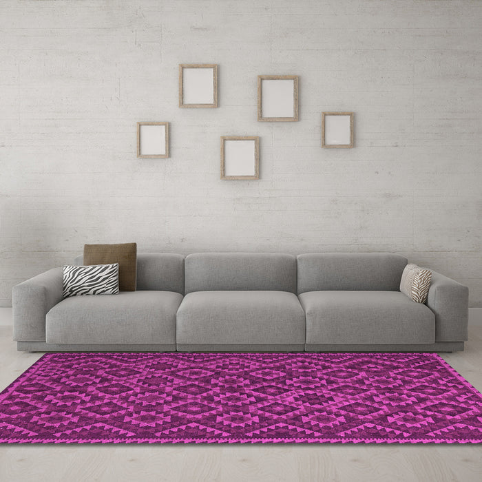 Machine Washable Southwestern Pink Country Rug in a Living Room, wshtr2582pnk