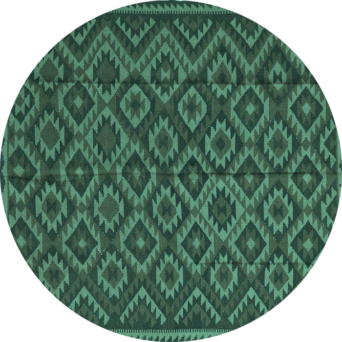 Round Southwestern Turquoise Country Rug, tr2582turq