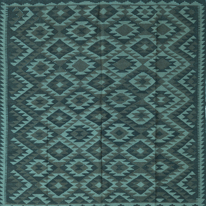 Square Machine Washable Southwestern Light Blue Country Rug, wshtr2582lblu