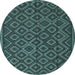 Round Southwestern Light Blue Country Rug, tr2582lblu