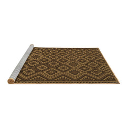 Sideview of Machine Washable Southwestern Brown Country Rug, wshtr2582brn