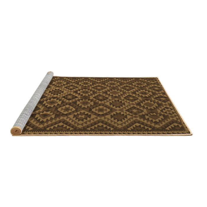 Sideview of Machine Washable Southwestern Brown Country Rug, wshtr2582brn