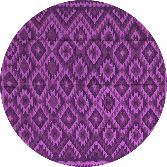 Round Machine Washable Southwestern Purple Country Area Rugs, wshtr2582pur