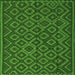 Round Machine Washable Southwestern Green Country Area Rugs, wshtr2582grn