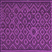 Square Machine Washable Southwestern Purple Country Area Rugs, wshtr2582pur