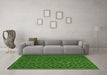 Machine Washable Southwestern Green Country Area Rugs in a Living Room,, wshtr2582grn