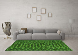 Machine Washable Southwestern Green Country Area Rugs in a Living Room,, wshtr2582grn