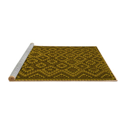 Sideview of Machine Washable Southwestern Yellow Country Rug, wshtr2582yw