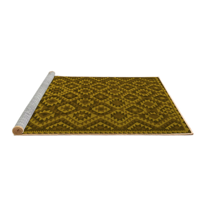 Sideview of Machine Washable Southwestern Yellow Country Rug, wshtr2582yw