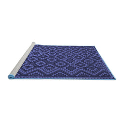 Sideview of Machine Washable Southwestern Blue Country Rug, wshtr2582blu