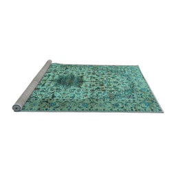 Sideview of Machine Washable Persian Light Blue Traditional Rug, wshtr2583lblu