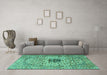 Machine Washable Persian Turquoise Traditional Area Rugs in a Living Room,, wshtr2583turq