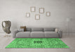 Machine Washable Persian Emerald Green Traditional Area Rugs in a Living Room,, wshtr2583emgrn
