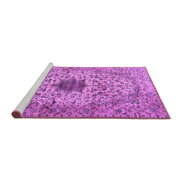 Sideview of Machine Washable Persian Purple Traditional Area Rugs, wshtr2583pur