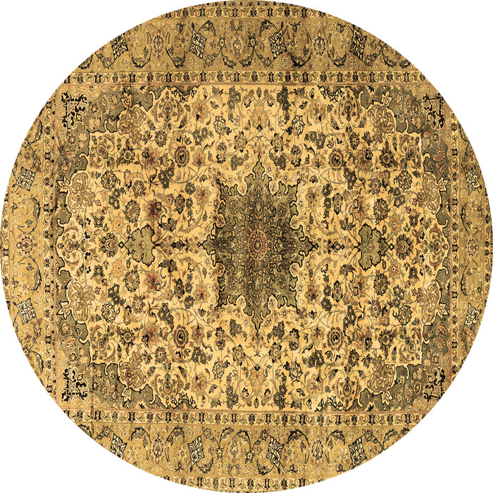 Round Persian Brown Traditional Rug, tr2583brn