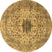 Round Persian Brown Traditional Rug, tr2583brn