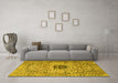 Machine Washable Persian Yellow Traditional Rug in a Living Room, wshtr2583yw