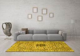 Machine Washable Persian Yellow Traditional Rug in a Living Room, wshtr2583yw