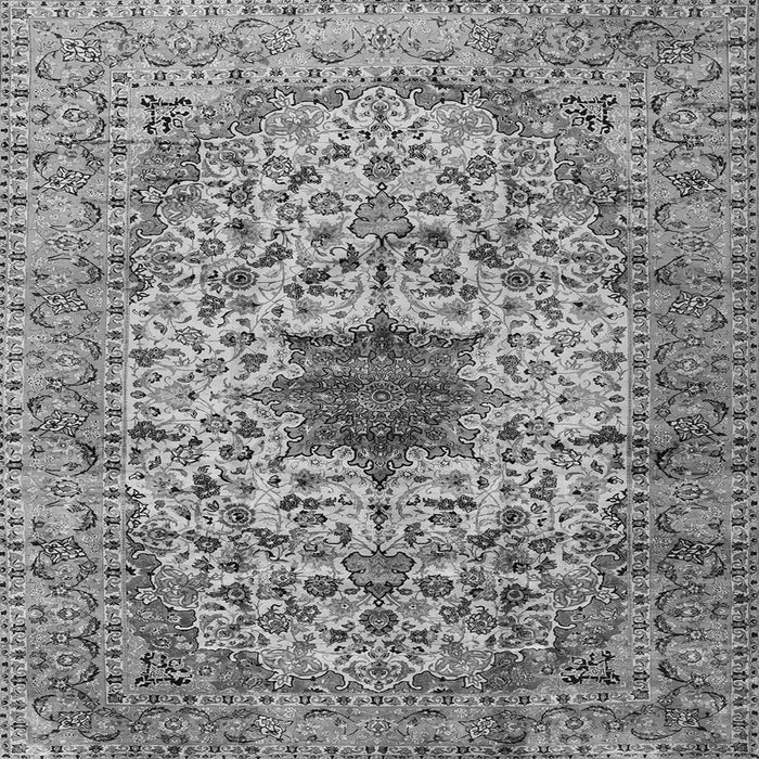 Round Machine Washable Persian Gray Traditional Rug, wshtr2583gry