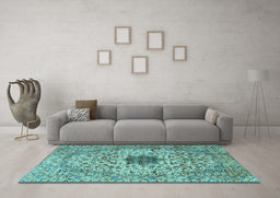 Machine Washable Persian Light Blue Traditional Rug in a Living Room, wshtr2583lblu