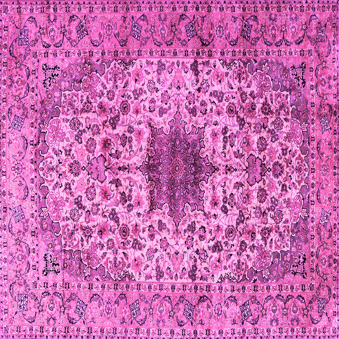 Square Machine Washable Persian Pink Traditional Rug, wshtr2583pnk