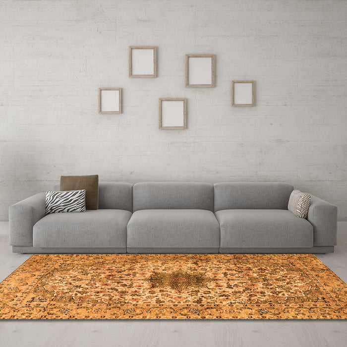 Machine Washable Persian Orange Traditional Area Rugs in a Living Room, wshtr2583org