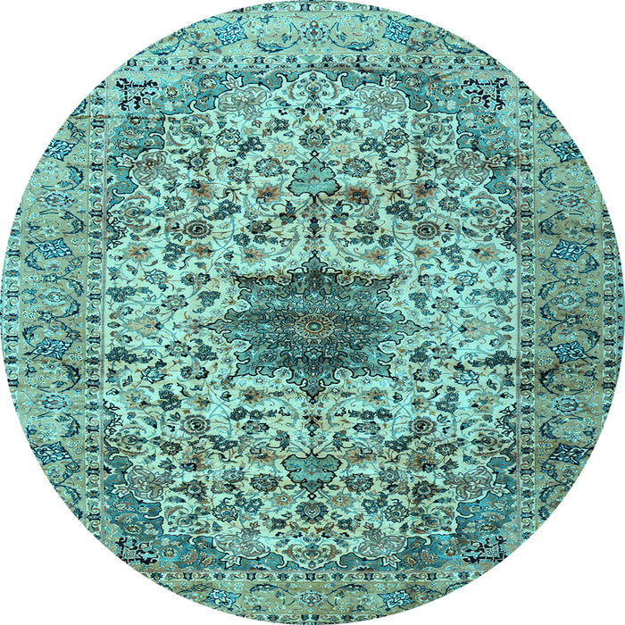 Round Persian Light Blue Traditional Rug, tr2583lblu