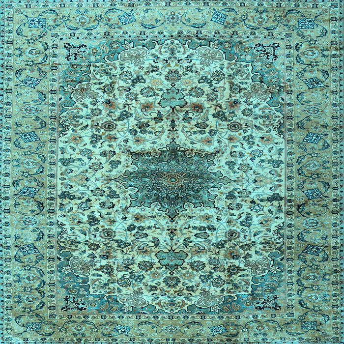Square Machine Washable Persian Light Blue Traditional Rug, wshtr2583lblu