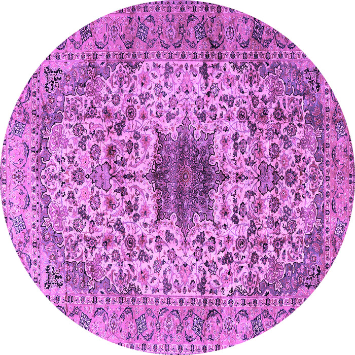 Round Machine Washable Persian Purple Traditional Area Rugs, wshtr2583pur