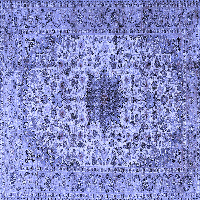 Square Machine Washable Persian Blue Traditional Rug, wshtr2583blu