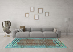 Machine Washable Persian Light Blue Traditional Rug in a Living Room, wshtr2584lblu