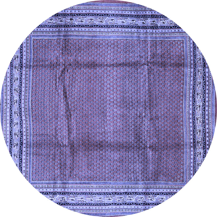 Round Machine Washable Persian Blue Traditional Rug, wshtr2584blu