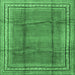 Square Machine Washable Persian Emerald Green Traditional Area Rugs, wshtr2584emgrn