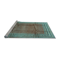 Sideview of Machine Washable Persian Light Blue Traditional Rug, wshtr2584lblu