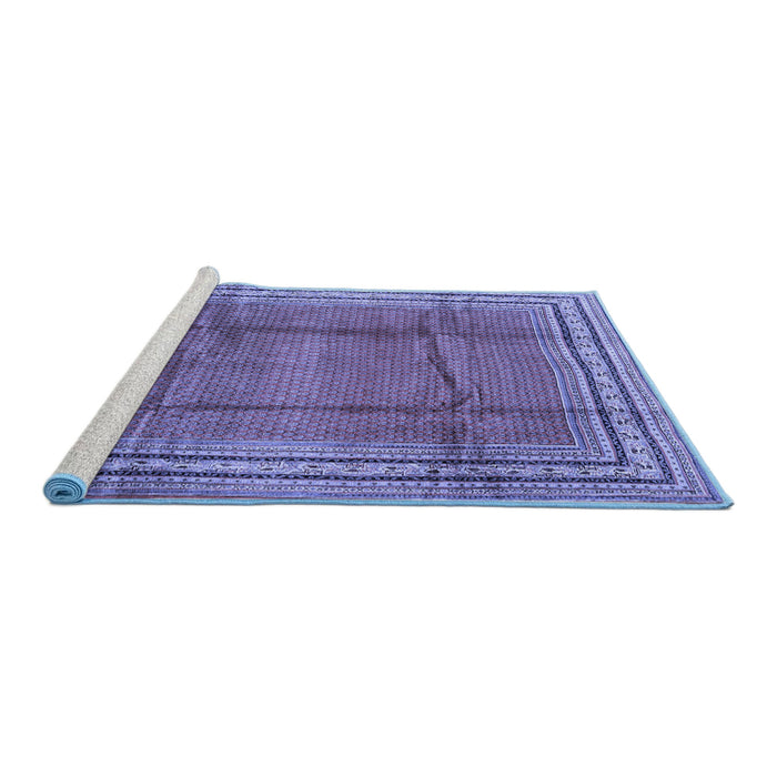 Sideview of Machine Washable Persian Blue Traditional Rug, wshtr2584blu