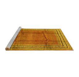 Sideview of Machine Washable Persian Yellow Traditional Rug, wshtr2584yw