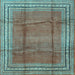 Square Machine Washable Persian Light Blue Traditional Rug, wshtr2584lblu