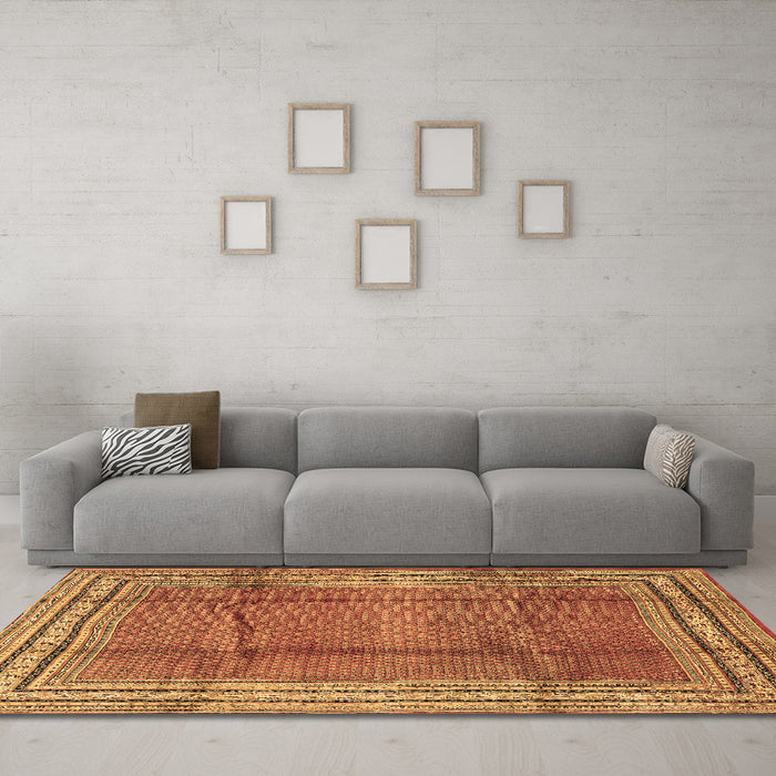 Machine Washable Persian Brown Traditional Rug in a Living Room,, wshtr2584brn
