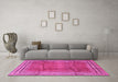 Machine Washable Persian Pink Traditional Rug in a Living Room, wshtr2584pnk