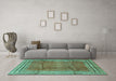 Machine Washable Persian Turquoise Traditional Area Rugs in a Living Room,, wshtr2584turq