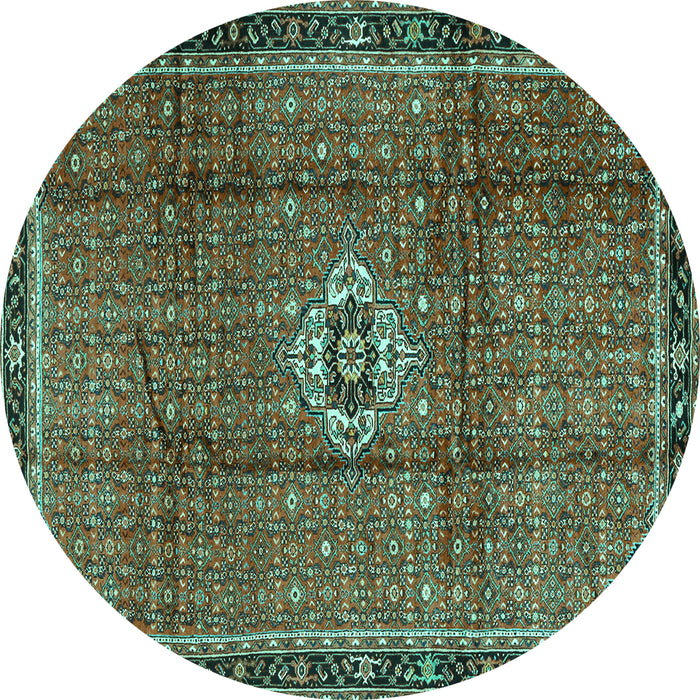 Round Machine Washable Persian Turquoise Traditional Area Rugs, wshtr2585turq