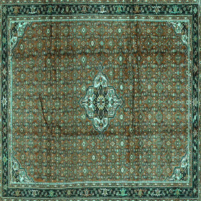 Square Machine Washable Persian Turquoise Traditional Area Rugs, wshtr2585turq