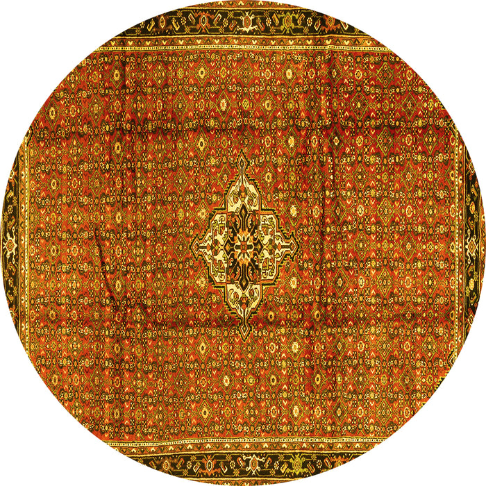Round Persian Yellow Traditional Rug, tr2585yw