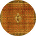 Round Persian Yellow Traditional Rug, tr2585yw