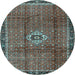 Round Machine Washable Persian Light Blue Traditional Rug, wshtr2585lblu