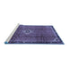 Sideview of Machine Washable Persian Blue Traditional Rug, wshtr2585blu